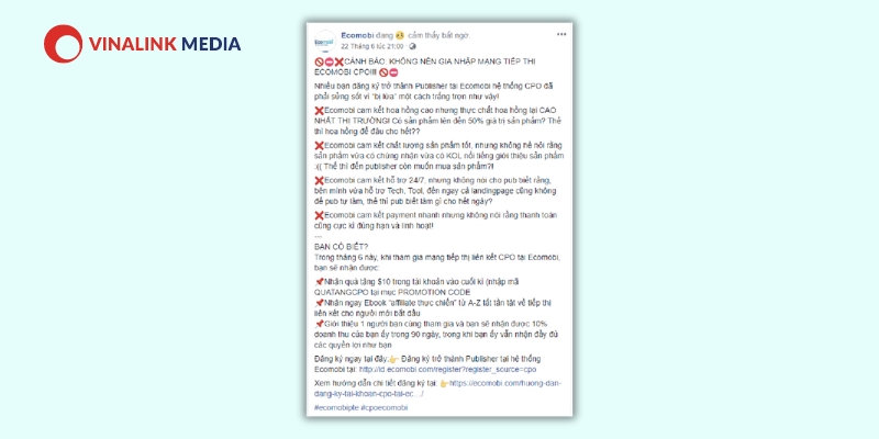 Mẫu quảng cáo facebook với content cảnh báo